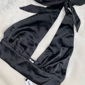 Garage Black Satin Halter Top